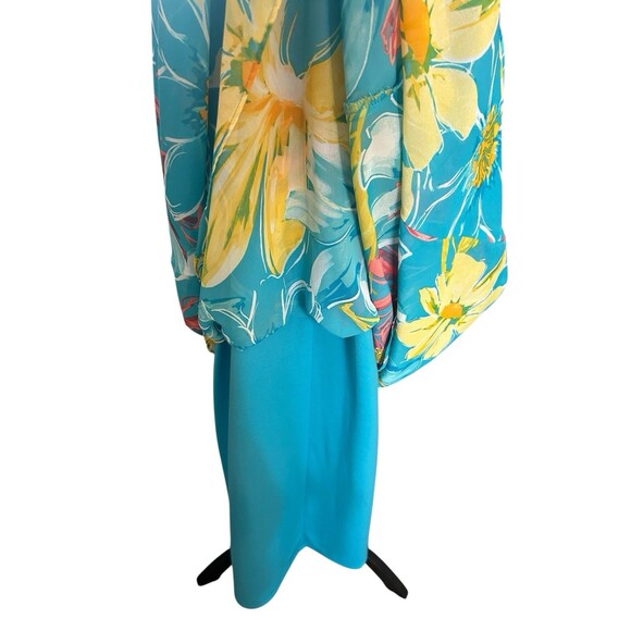 Nine West Halter Neck Maxi Dress Sz 6 Aqua Multi Floral Chiffon Sleeveless Lned - Picture 9 of 11